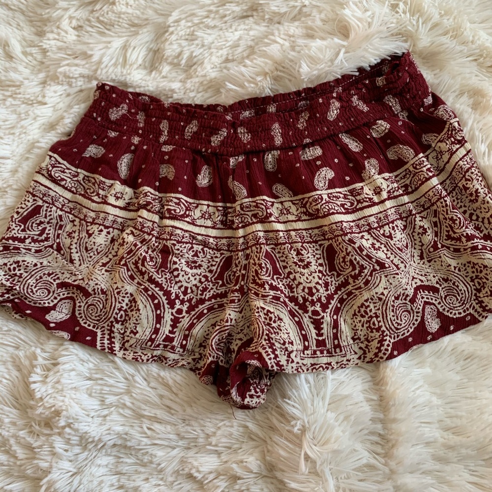 Red flowy shorts